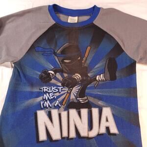 Faded Glory Trust Me Im A Ninja Long Sleeve T-Shirt Youth Boys Size Small S Blue